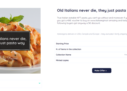 Eatable Token: Smiling e Italiaregina.it promuovono Worldwide il Made in Italy con la prima applicazione degli NFT ad un e-commerce